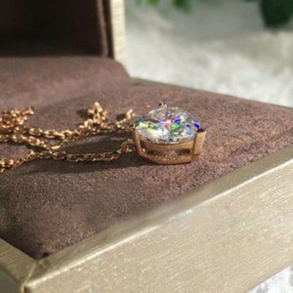 *NEW 3CT 18K Rose Gold Diamond Heart Necklace